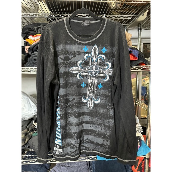 No Boundaries Skull & Cross Long Sleeve Thermal Graphic T-Shirt XL/XG - Picture 1 of 5